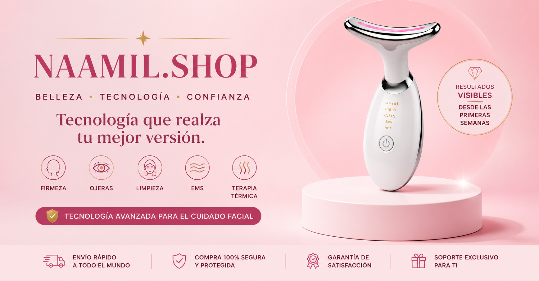 Resultados del masajeador facial Naamil: tecnología para belleza y rejuvenecimiento